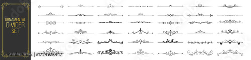 Vintage decorative divider lines set. Elegant ornamental borders and flourish design elements for wedding invitations, banners and retro frames