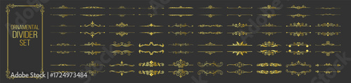 Vintage decorative divider lines set. Elegant ornamental borders and flourish design elements for wedding invitations, banners and retro frames