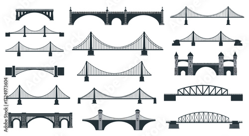 A variety of different bridge designs and types are illustrated.