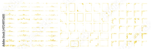 Decorative corner frames set. Vintage ornamental borders and elegant design elements for wedding or invitation. Vector collection on transparent background