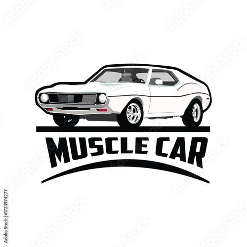 Classic White Muscle Car.eps
