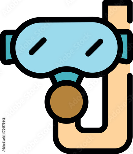Cartoon style illustration of a diving mask and snorkel, perfect for representing underwater exploration and watersports