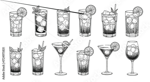 A collection of refreshing and delightful mixed alcoholic beverages perfect for any occasion.