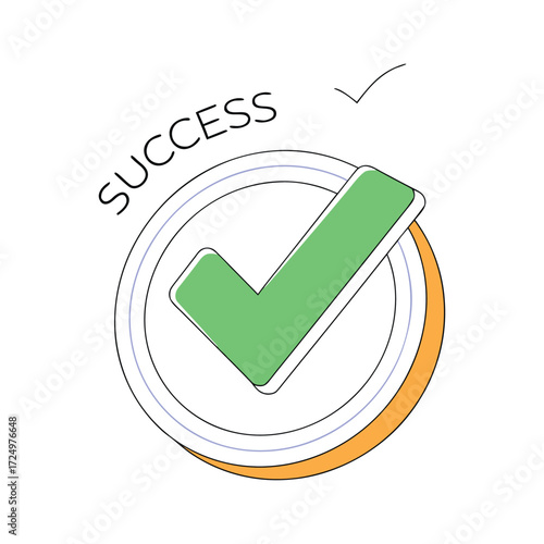 Achieve Success Check Mark Icon Vector Illustration Graphic on White Background