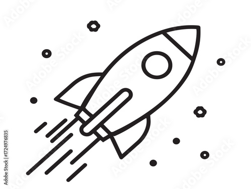 Elegant Space Travel Concept Outline Vector Illustration Icon