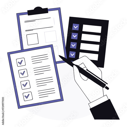 Checklist Forms Templates Task Management Productivity Business Workflow on White Background