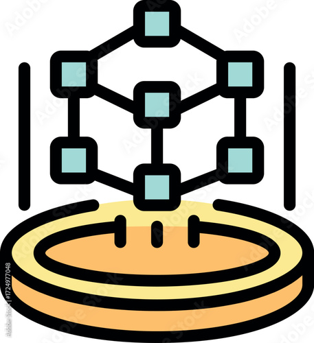 Complex network structure hovering over platform, symbolizing digital growth and business expansion