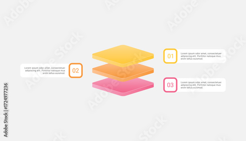 3d block with 3 layers infographic template design
