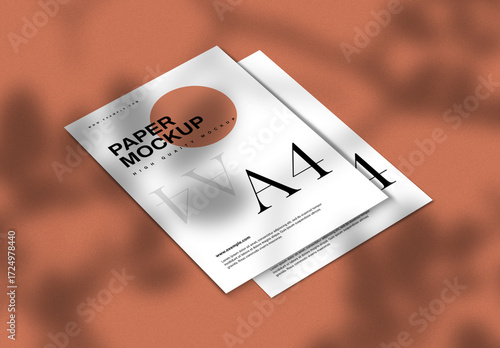 Realistic Perspective A4 Paper Mockup with Soft Shadows
