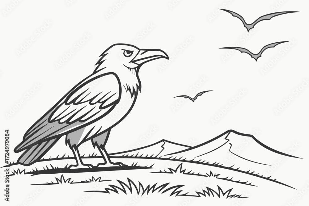 Fototapeta premium Flying Eagle and Sneaker Line Art Duet Vector