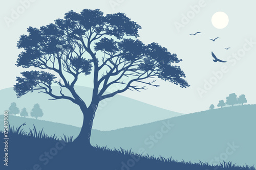 Screaming Eagle Raptor Standing Line Art Vector