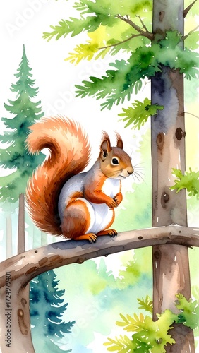 Squirrel in forest scene