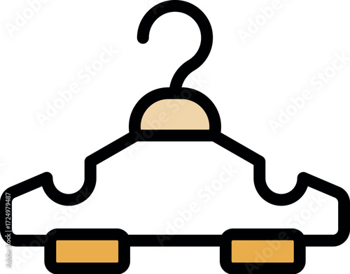 Empty clothes hanger with shoulder support, ideal for shirts, dresses, and other garments, ensuring they maintain their shape