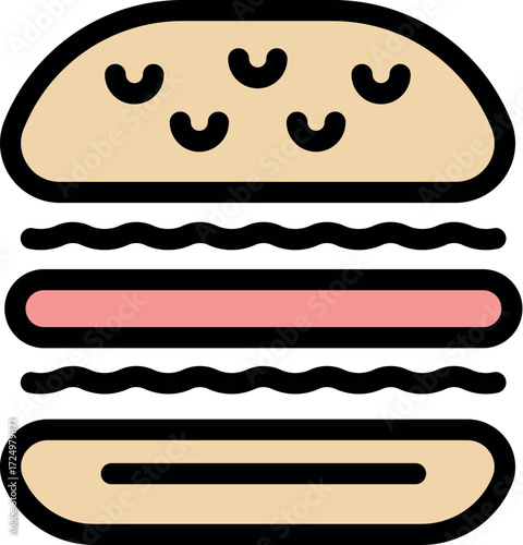 Tasty burger featuring sesame seed bun and savory filling, representing fast food cuisine