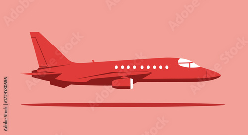 Wallpaper Mural Red Jet Airplane Flat Illustration Torontodigital.ca