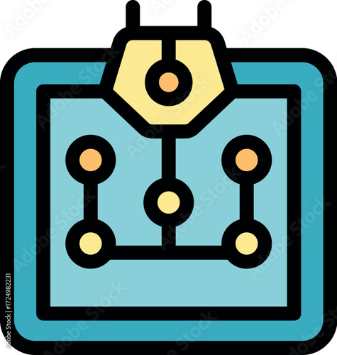 Microchip connecting nodes and transmitting data, symbolizing advanced technology and integrated circuits