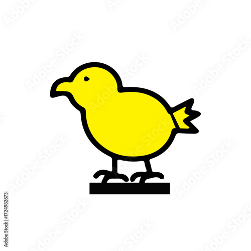 Minimalist Yellow Bird Vector Icon