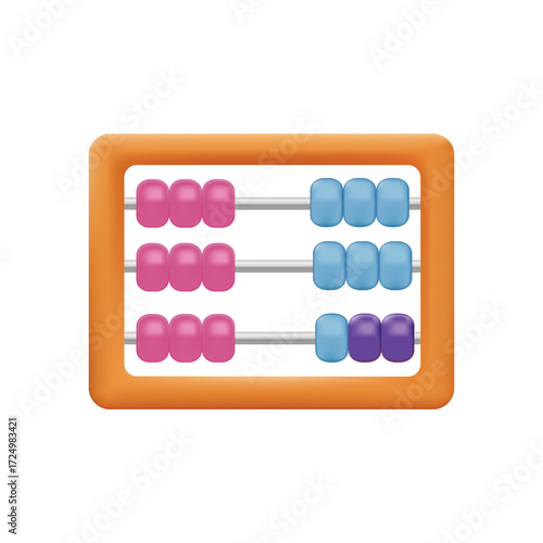 3D Abacus Illustration Counting Tool Pink and Blue Beads Learning Calculation Vintage Math Education Concept Educational