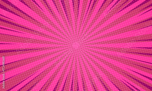 Pop art background for poster or book in light Pink color. flat comics style design with halftone dots.