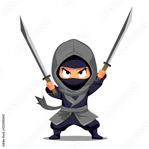 Ninja character for game or cartoon animation flat vector product without background