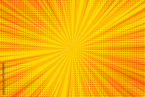 Pop art background for poster or book in light orange color. flat comics style design with halftone dots.