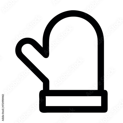 Simple Black and White Icon Depicting a Winter Mitten to Keep Hands Warm in the Cold Weather Season