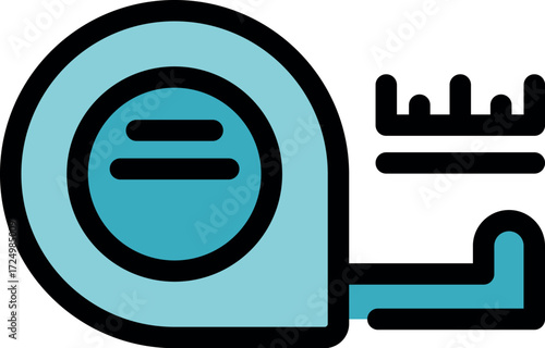 Measuring tape icon represents precision and accuracy in determining length, symbolizing construction, tailoring, and diy projects