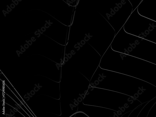 Gradient black tangled thread background. Abstract pen stroke vector illustration, on black background. Hand drawn tangled doodle. Vector illustration isolated on black background.