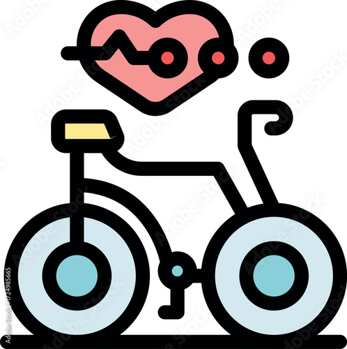 Bicycle with heart rate monitor symbolizing cardiovascular benefits of cycling, promoting fitness and healthy habits
