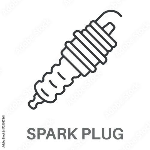 Spark Plug Outline Concept Simple Style Design Vector