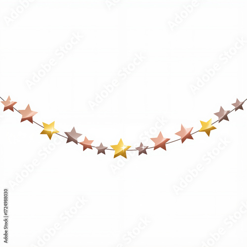 Foil star garland in pastel colors arranged for decoration  