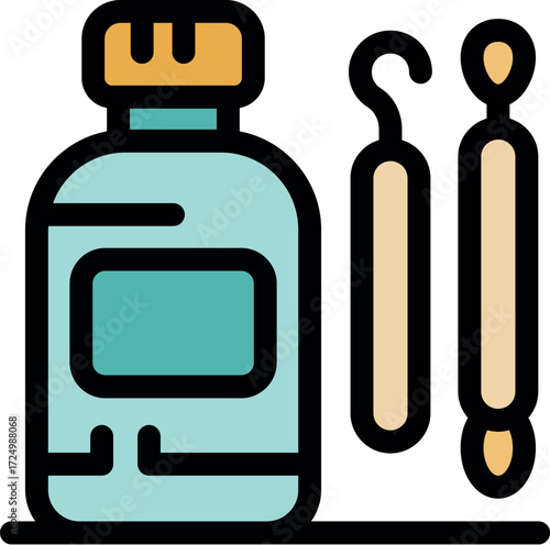 Nail polish remover bottle with hook and brush creating a perfect manicure