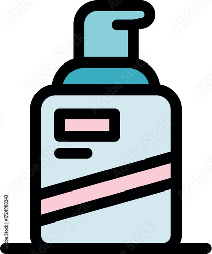Plastic dispenser bottle containing liquid soap for handwashing, promoting hygiene and cleanliness
