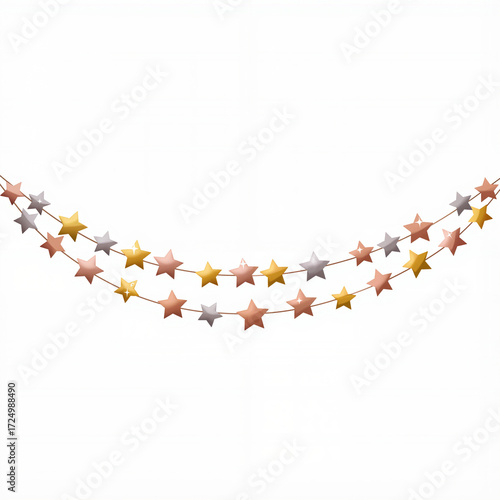Foil star garland in pastel colors for festive decoration  