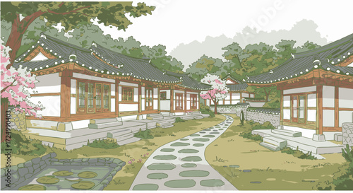 Traditional Korean Village Houses and Gardens