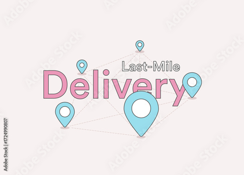 Last-mile delivery - transforming logistics with faster shipping, optimized routes and better customer satisfaction. Last mile delivery for businesses to improve e-commerce efficiency illustration