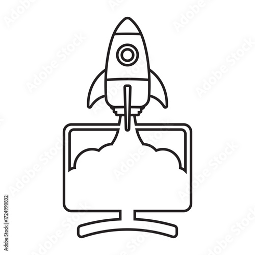 Startup Launch Line Icon