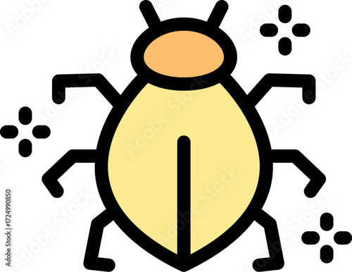 Simple icon representing a software bug, ideal for illustrating app development, debugging, or error fixing
