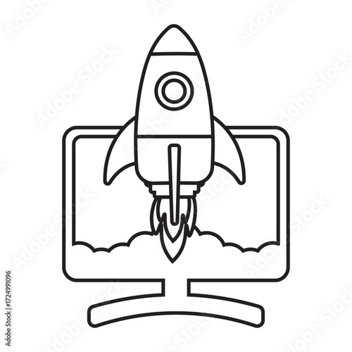Startup Launch Line Icon