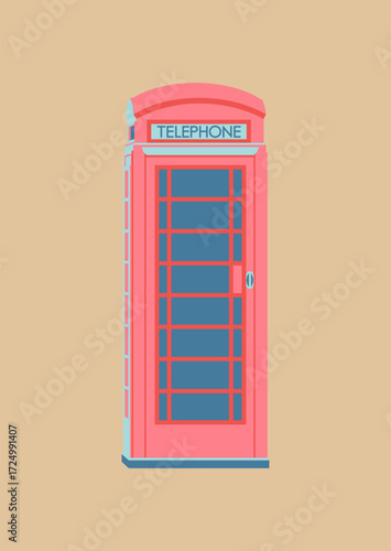 Classic red telephone booth illustration