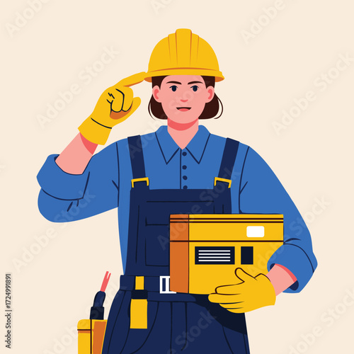 Woman Worker In Uniform Carrying Shipping Box
