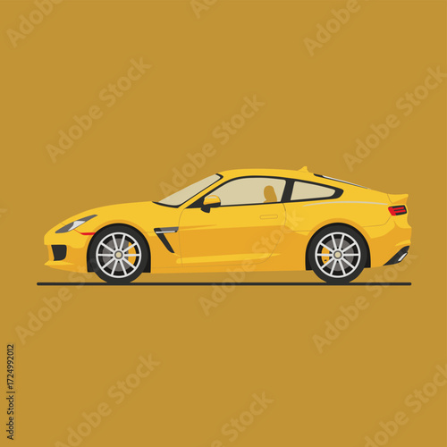 Yellow Sports Car Side View Illustration