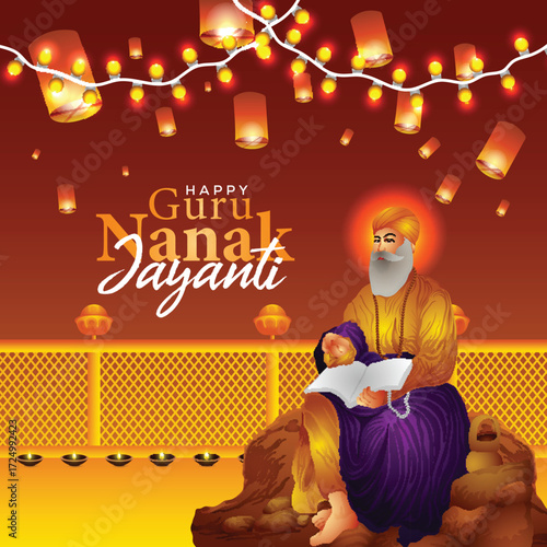 Guru nanak jayanti sikh festival celebration card