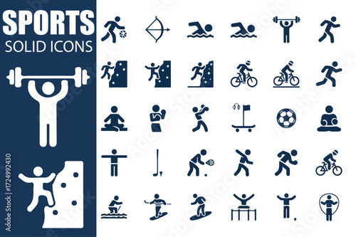 Sports Solid Icons | Athletic, Fitness & Competition Vector Symbols