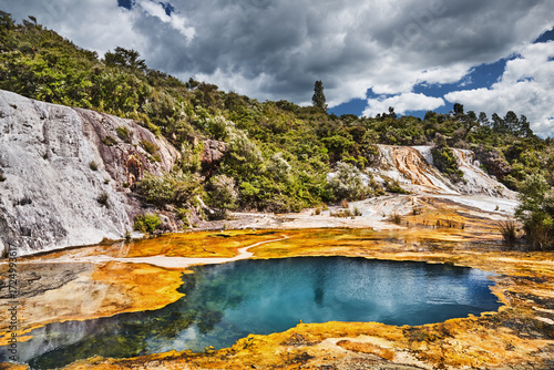 Orakei Korako geotermal valley in New Zealand