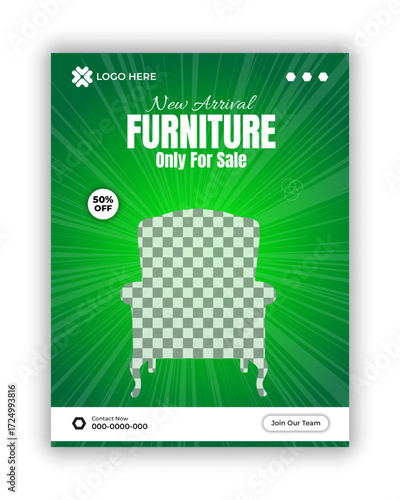 New arrivai Furniture and online branding business social media banner design template