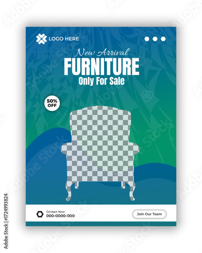 New arrivai Furniture and online branding business social media banner design template