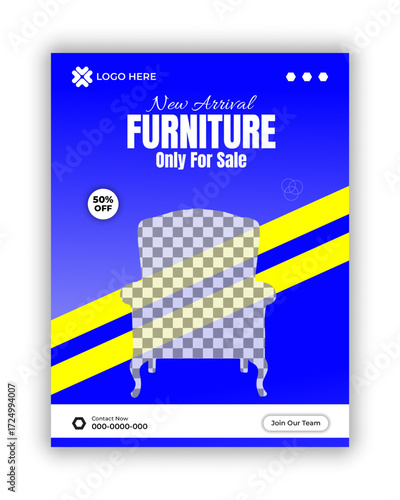 New arrivai Furniture and online branding business social media banner design template