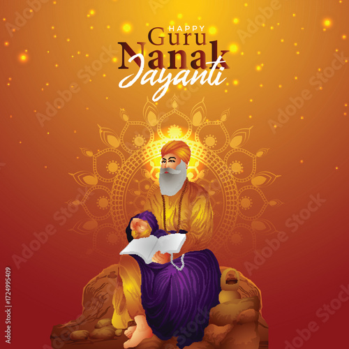 Happy guru nanak jayanti vector illustration