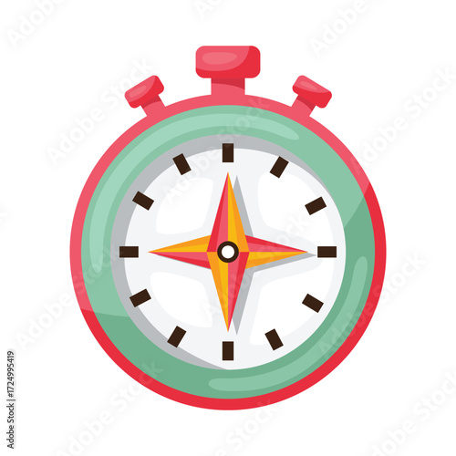 Stylized stopwatch with a compass rose inside